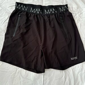 MAN Logo Sports Shorts Black